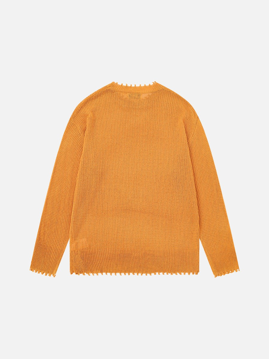 Golden Orange Dog Graphic Knit Sweater