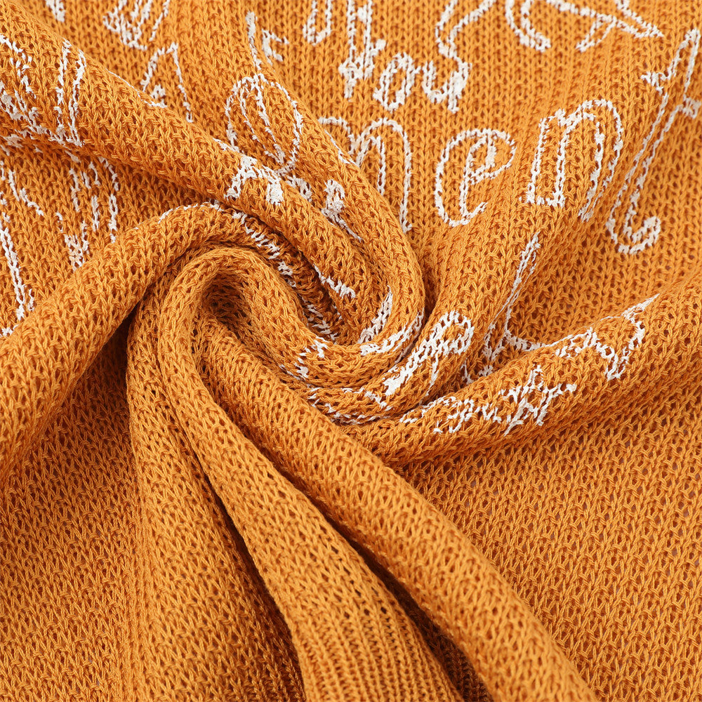 Golden Orange Dog Graphic Knit Sweater