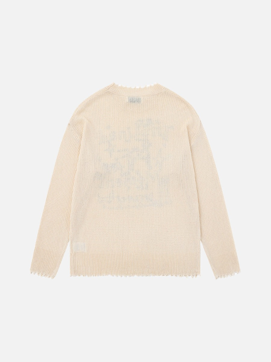 Golden Orange Dog Graphic Knit Sweater