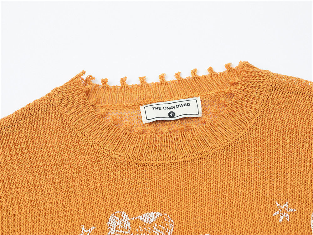Golden Orange Dog Graphic Knit Sweater