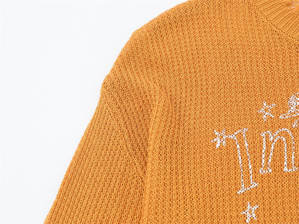 Golden Orange Dog Graphic Knit Sweater