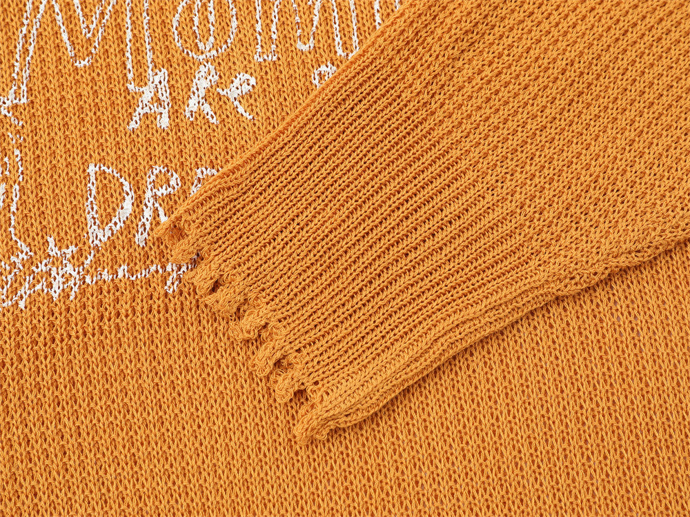 Golden Orange Dog Graphic Knit Sweater