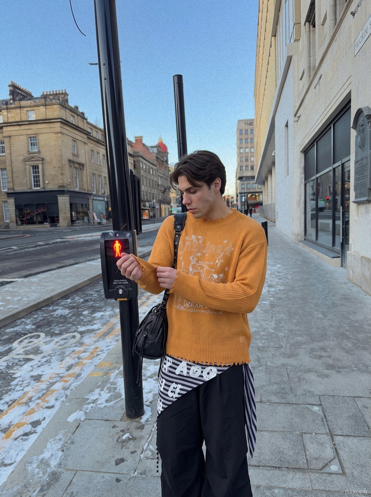 Golden Orange Dog Graphic Knit Sweater