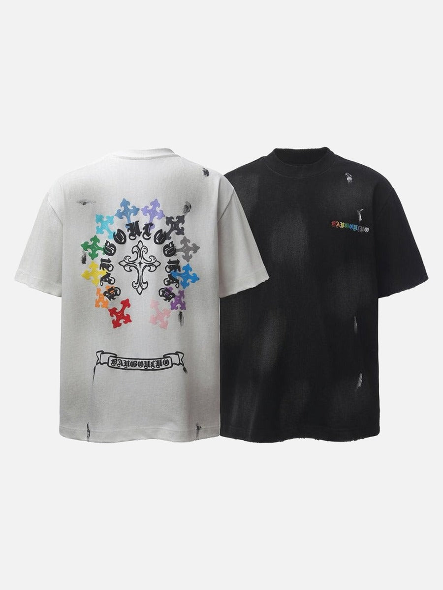 Gothic Distressed Oversize-T-Shirt