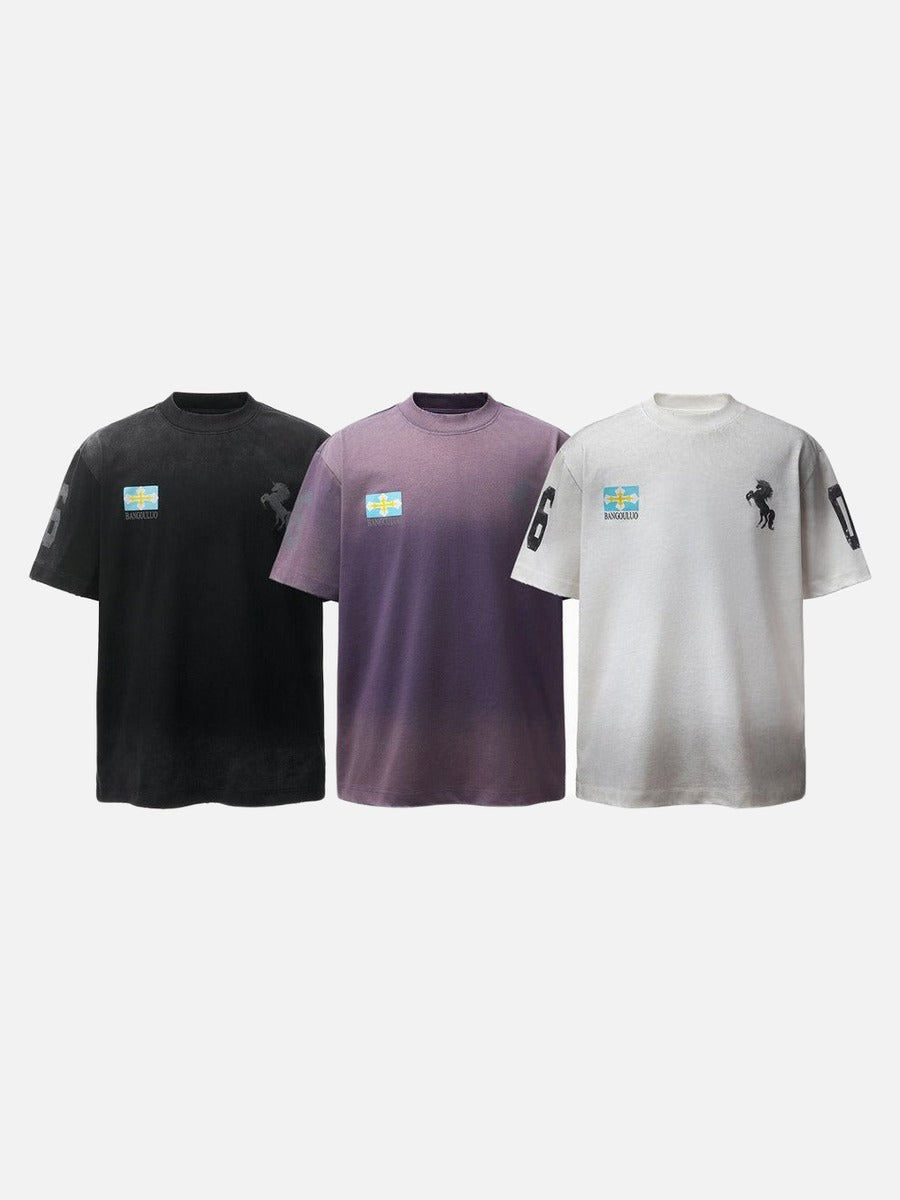 Distressed-Grafik-T-Shirt mit Farbverlauf
