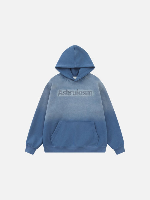 Gradient Wash Oversized Hooded Sweatshirt - Blue / M