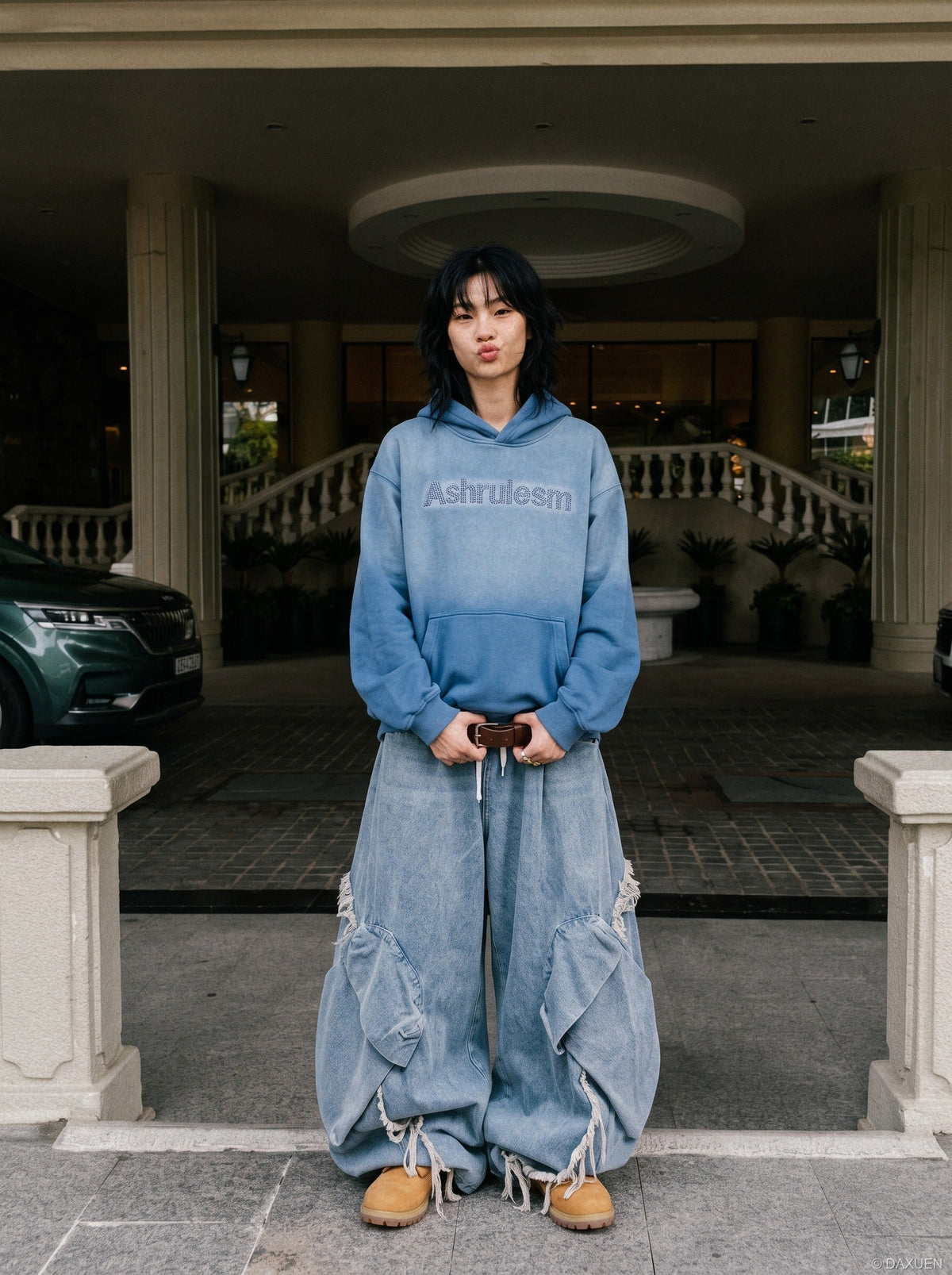 Gradient Wash Oversized Hooded Sweatshirt