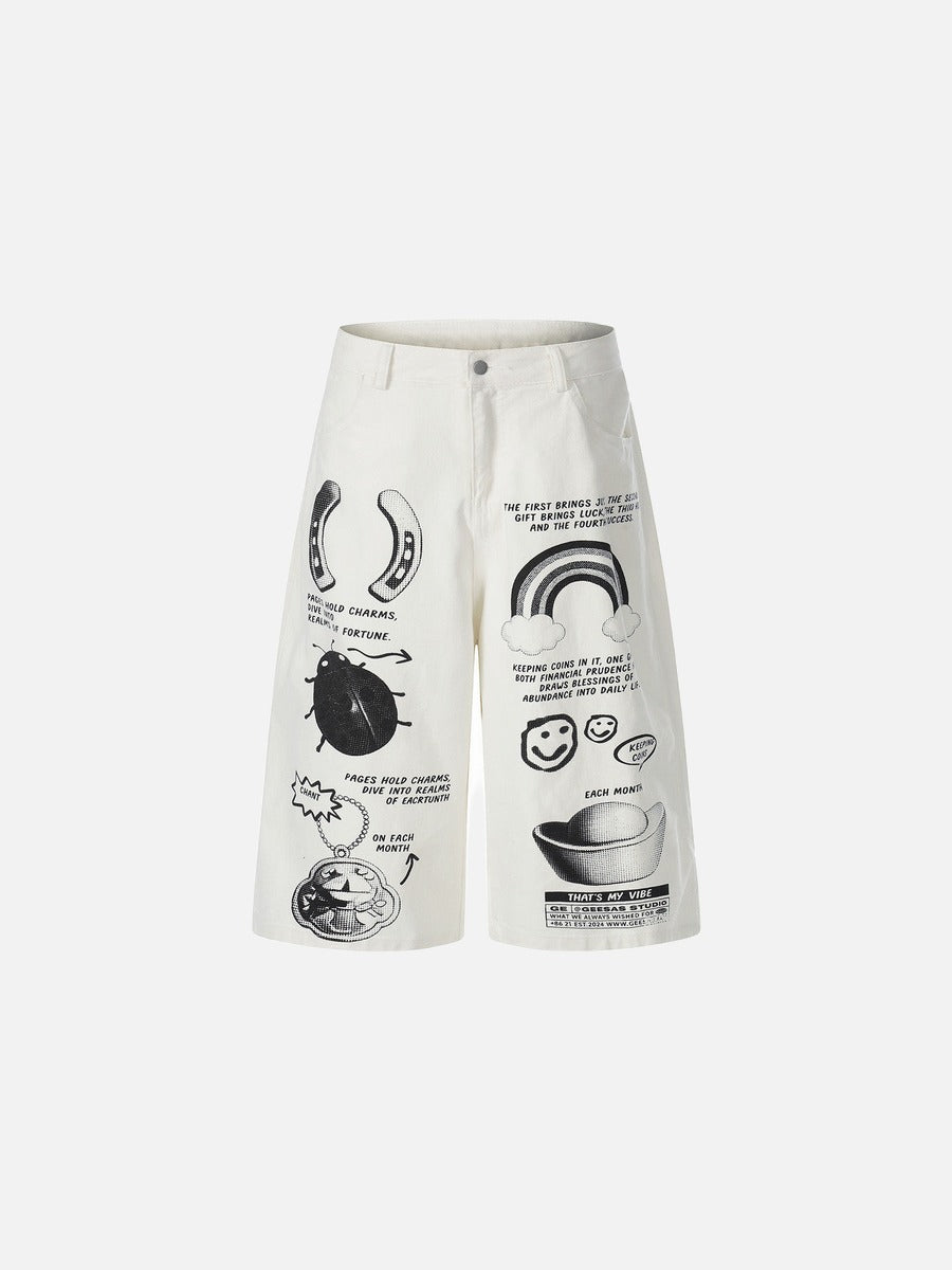 Grafische Cropped-Hose mit weitem Bein