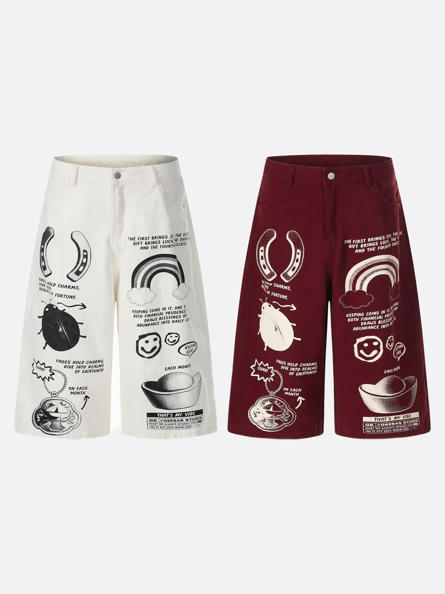Grafische Cropped-Hose mit weitem Bein