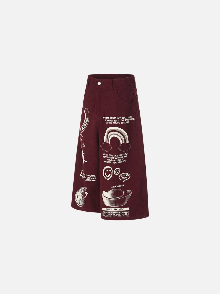Grafische Cropped-Hose mit weitem Bein