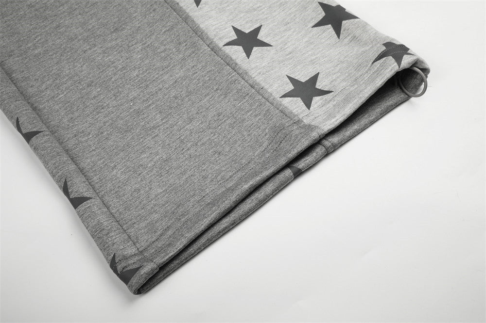 Grey Wide-Leg Sweatpants with Star Panels