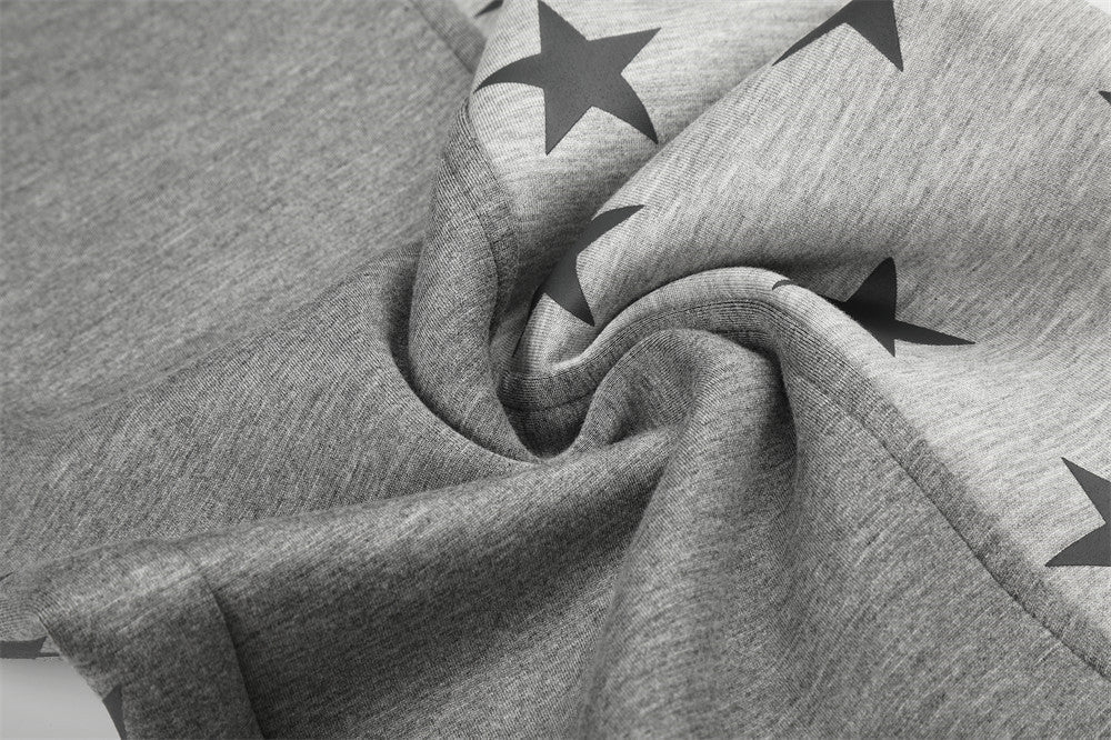 Grey Wide-Leg Sweatpants with Star Panels
