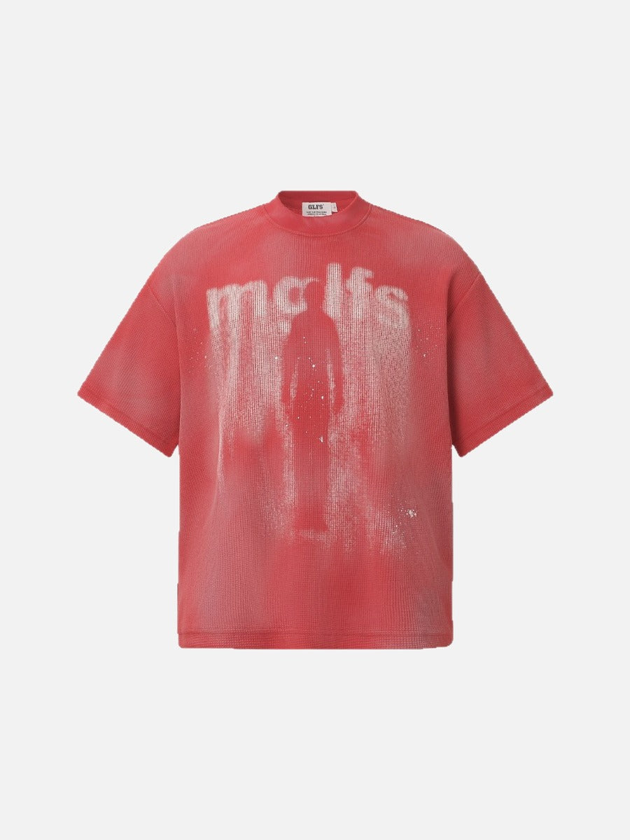 Grunge Waffle-Knit Graphic Tee