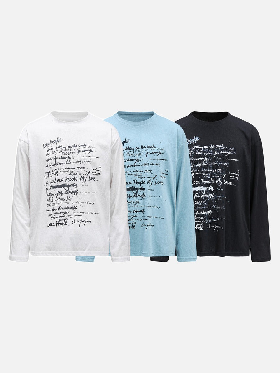 Handwritten Scribble Graphic Long-Sleeve Tee