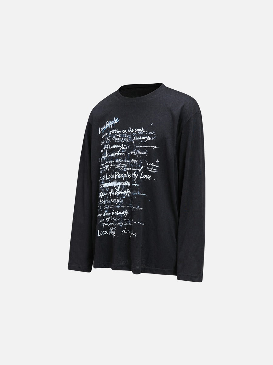 Handwritten Scribble Graphic Long-Sleeve Tee