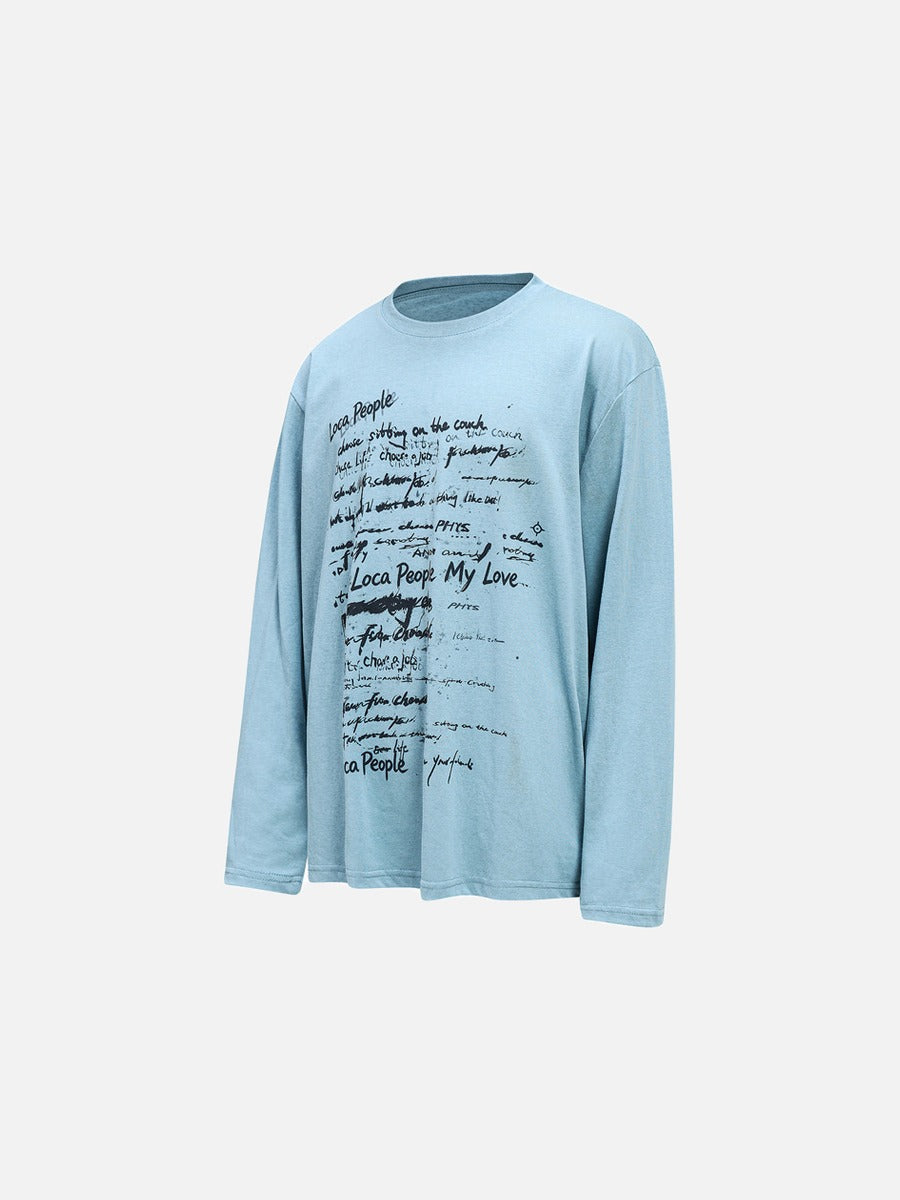 Handwritten Scribble Graphic Long-Sleeve Tee