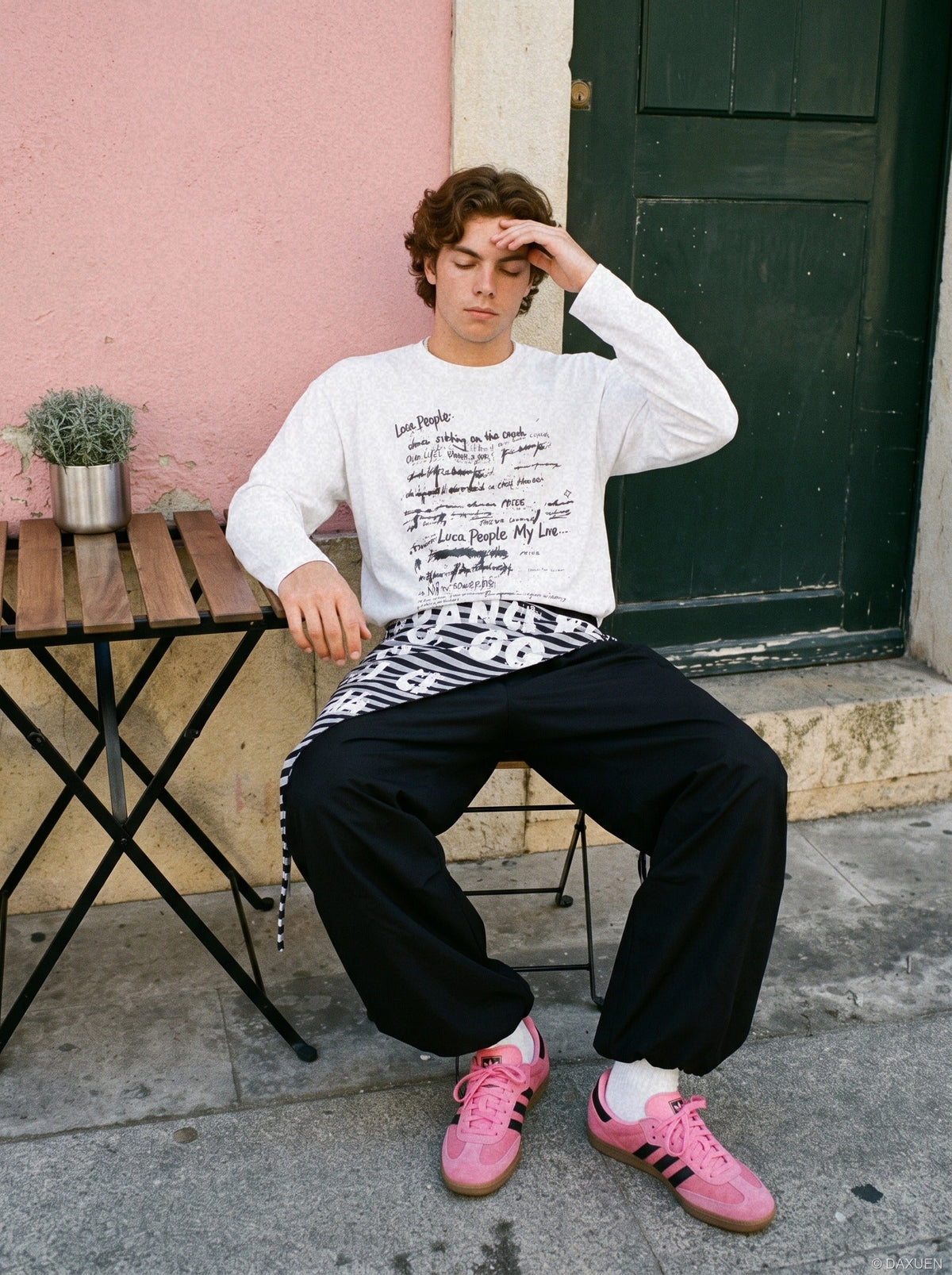 Handwritten Scribble Graphic Long-Sleeve Tee
