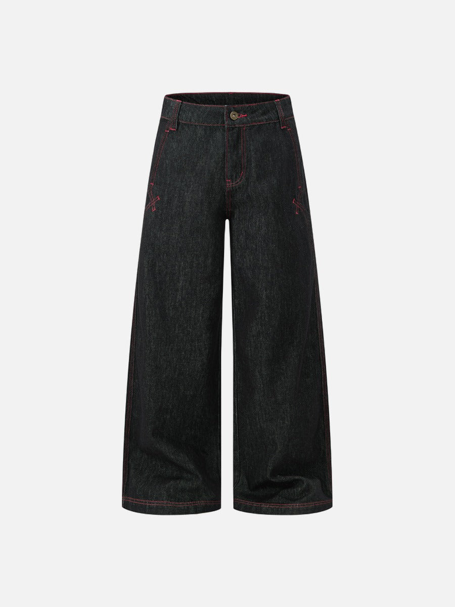 Heartbeat Graphic Wide-Leg Denim Pants