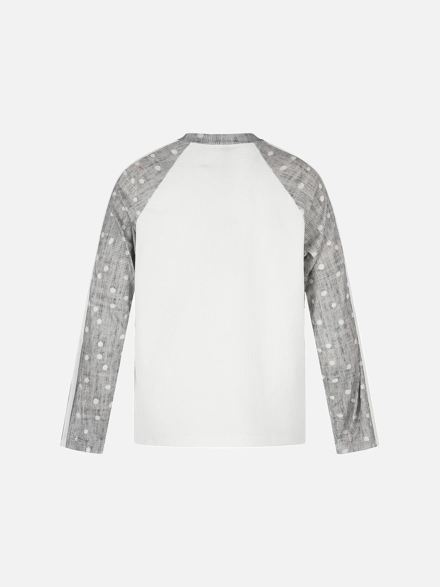 Heather Grey Polka Dot Raglan Long Sleeve Tee