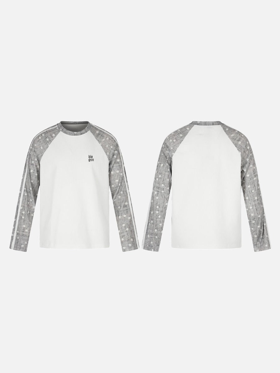 Heather Grey Polka Dot Raglan Long Sleeve Tee