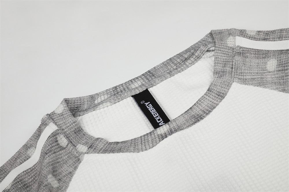Heather Grey Polka Dot Raglan Long Sleeve Tee