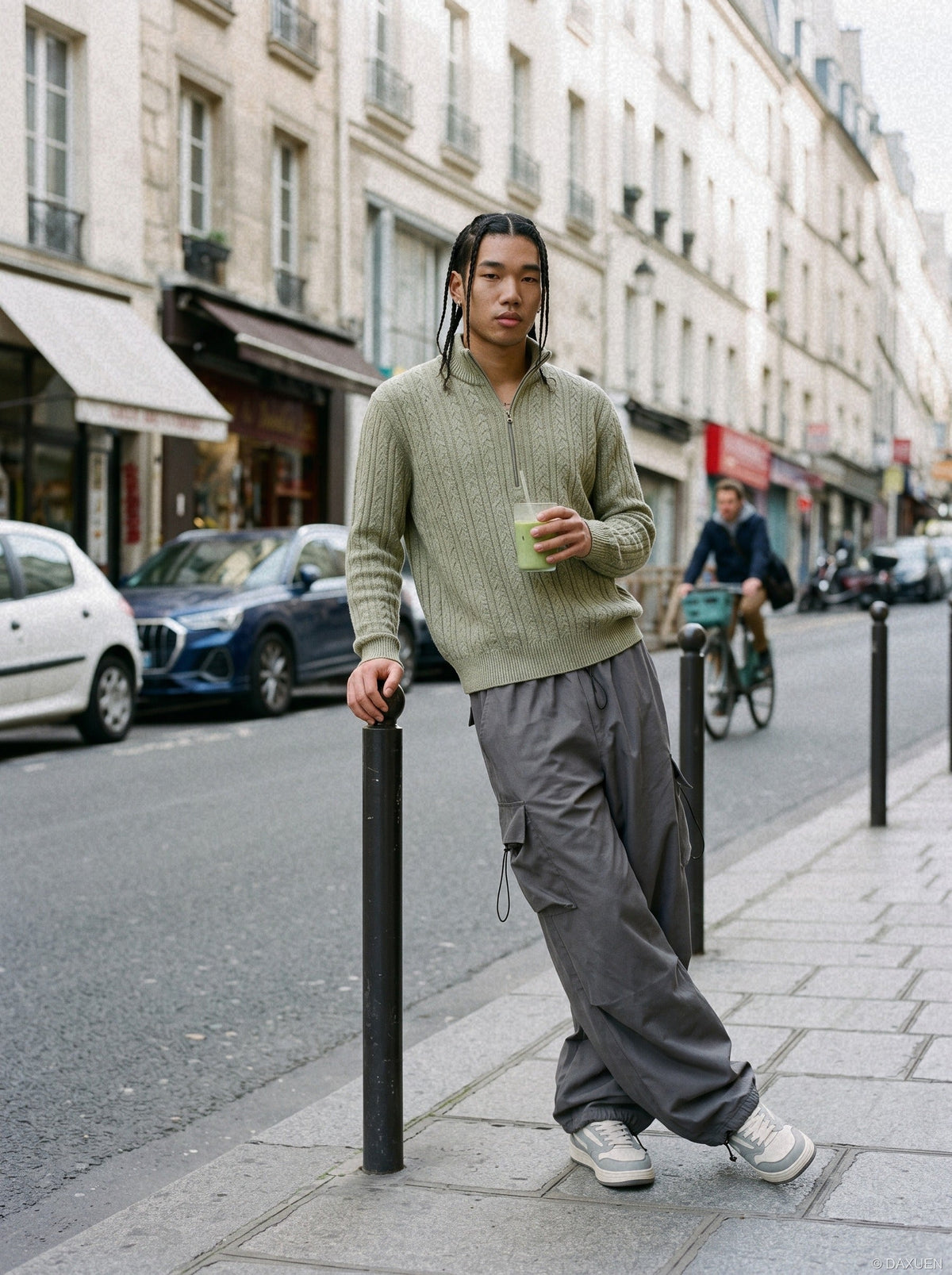 Heathered Sage Green Mock Neck Sweater