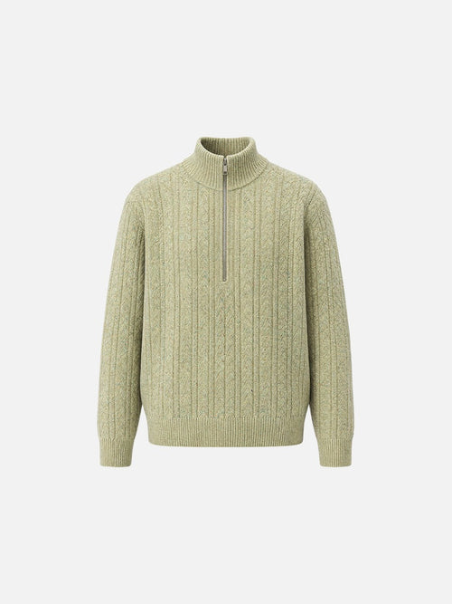 Heathered Sage Green Mock Neck Sweater - Yellow / M