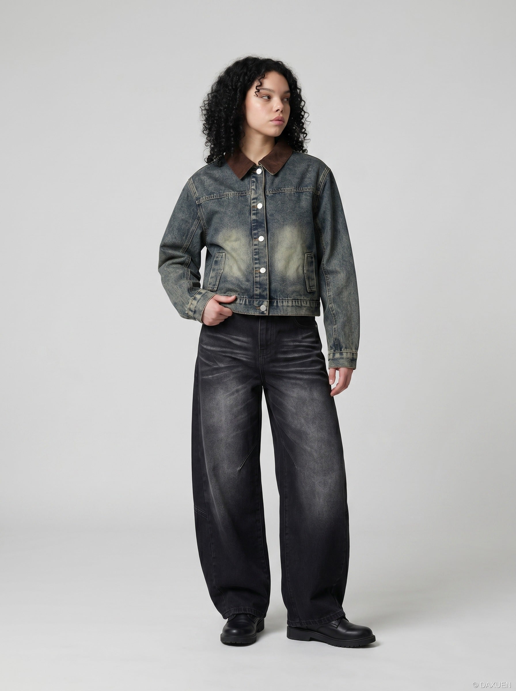High-Waisted Barrel-Leg Jeans