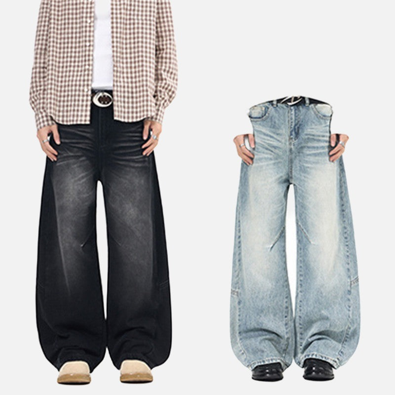 High-Waisted Barrel-Leg Jeans