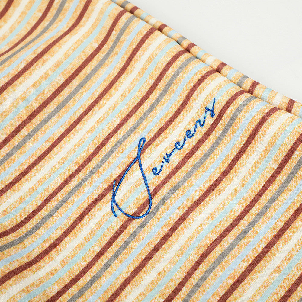 DAXUEN light beige and grey horizontal stripe wide-leg trousers