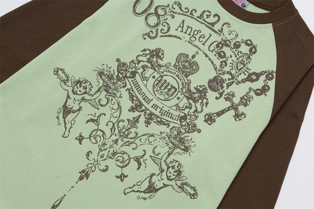 DAXUEN white long-sleeve intricate heraldic graphic t-shirt