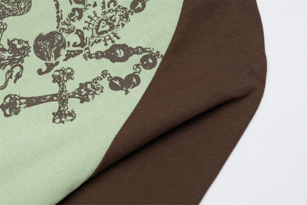 DAXUEN white long-sleeve intricate heraldic graphic t-shirt