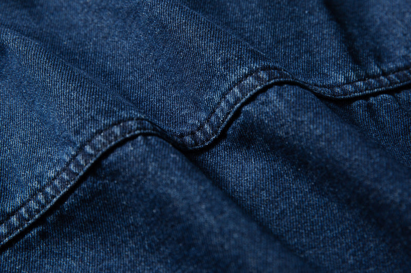 DAXUEN dark blue denim and plaid layered look shirt
