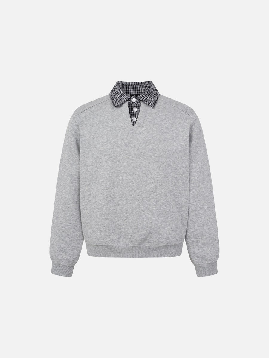DAXUEN black layered collar plaid check sweatshirt