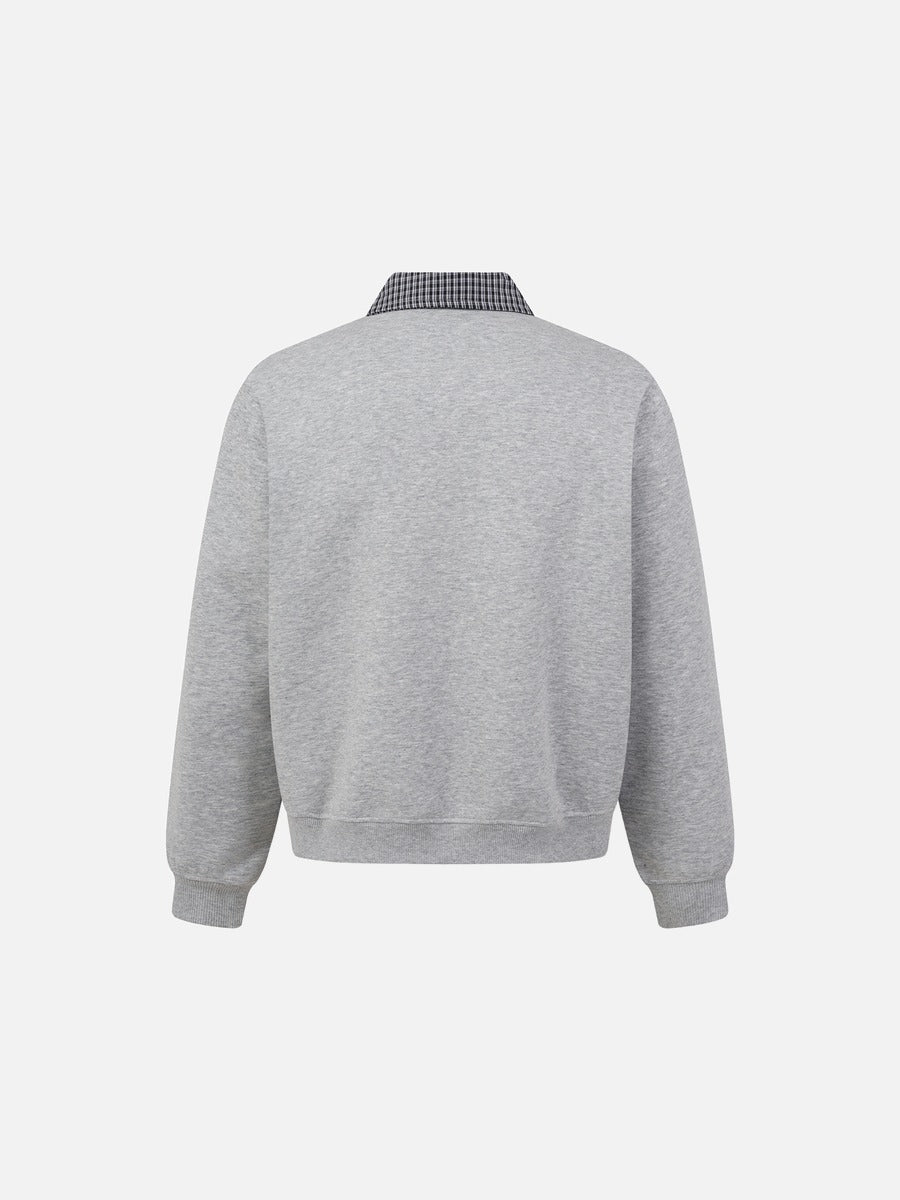 DAXUEN black layered collar plaid check sweatshirt
