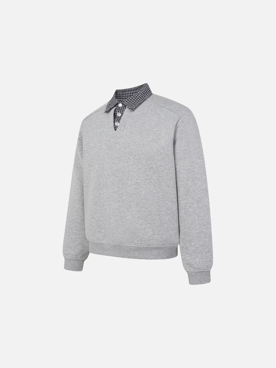 DAXUEN black layered collar plaid check sweatshirt
