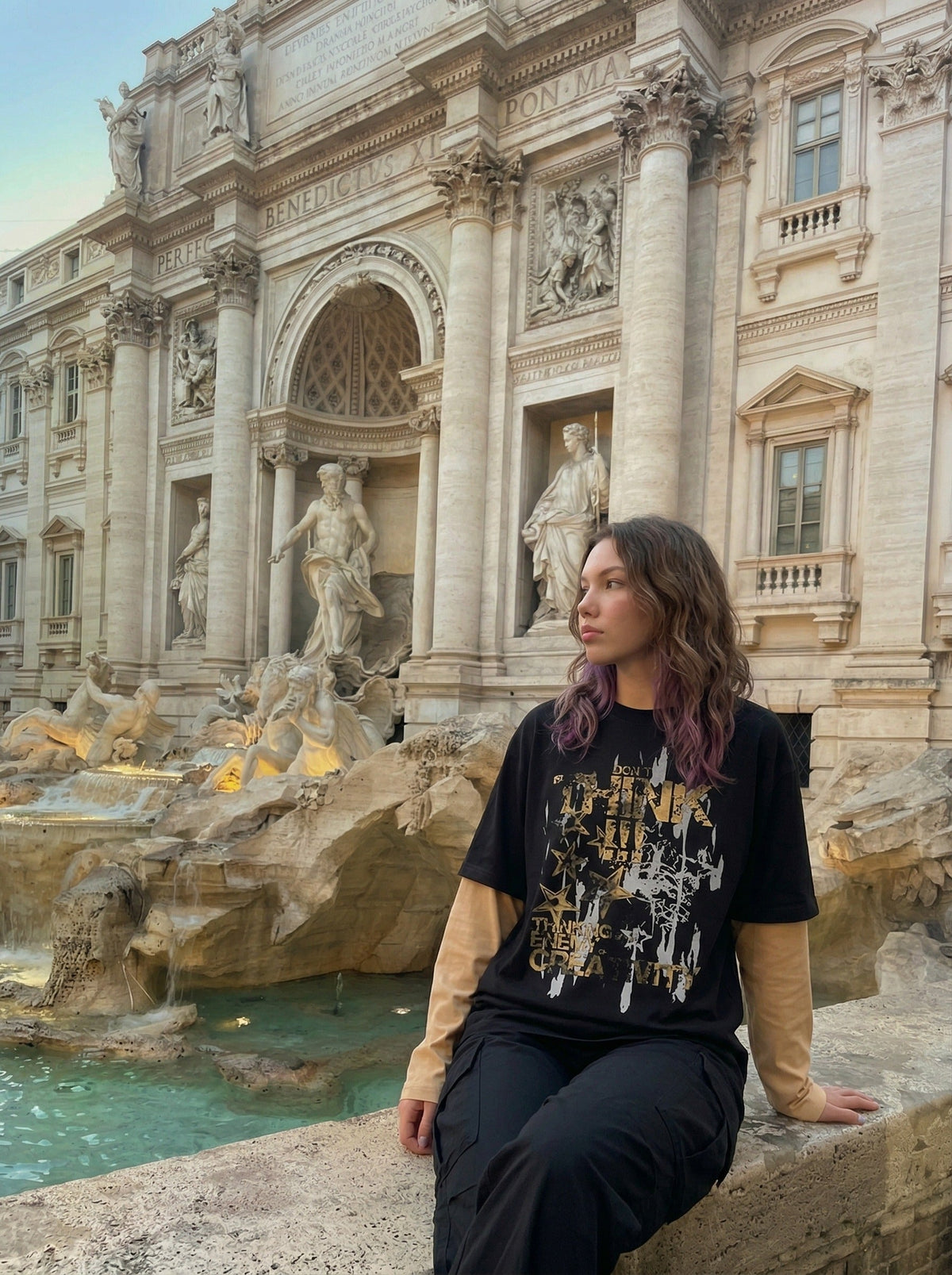 Langarm-T-Shirt mit Grafikprint im Lagenlook