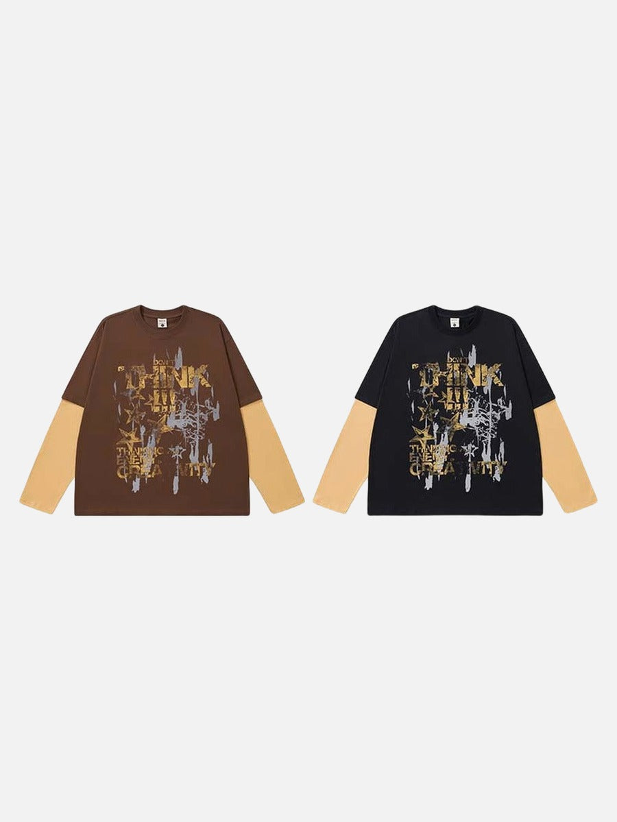 Langarm-T-Shirt mit Grafikprint im Lagenlook
