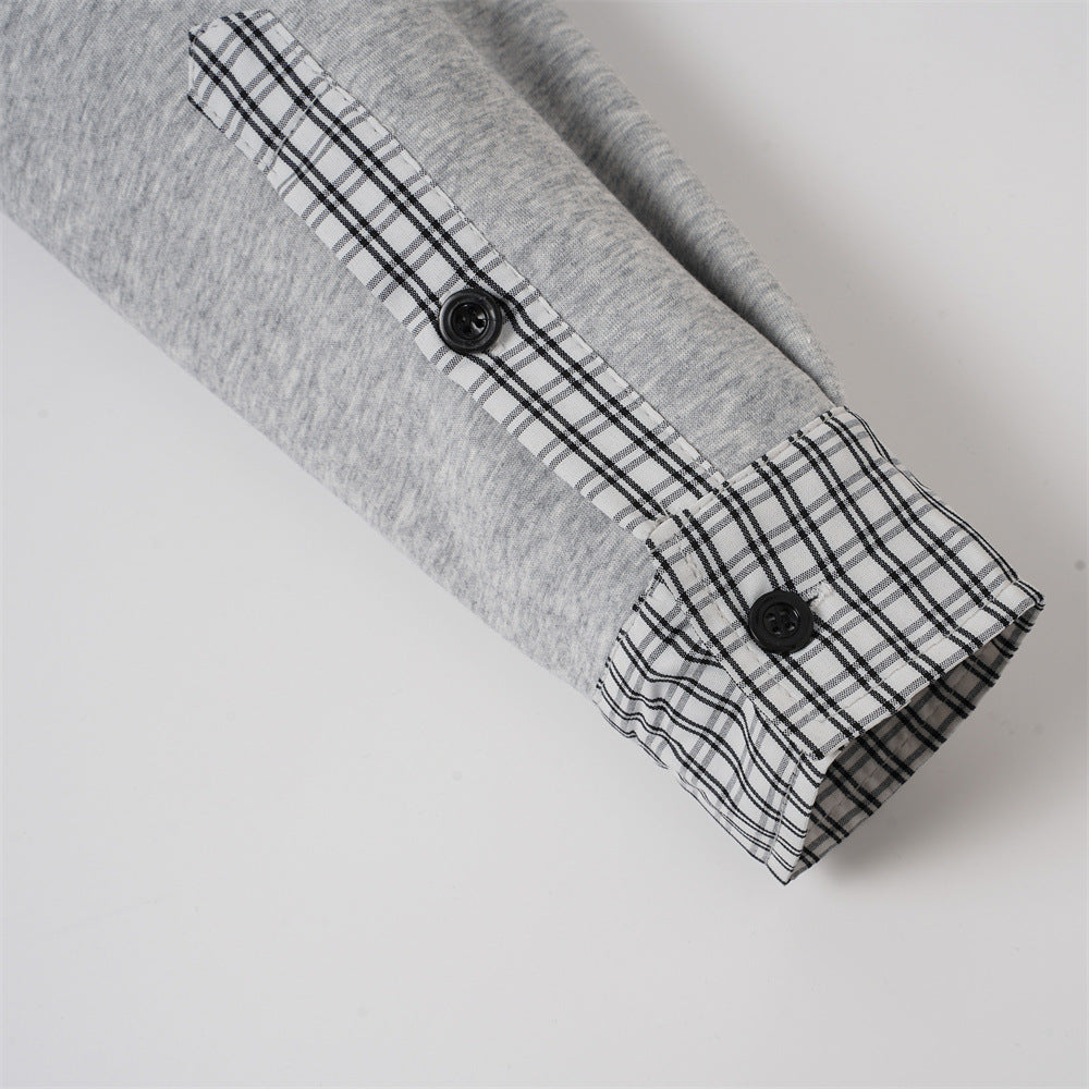 DAXUEN black layered plaid v-neck sweatshirt