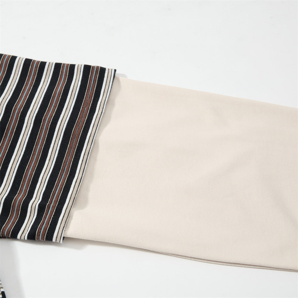 Layered Striped Henley with Graphic Detail T-Shirt