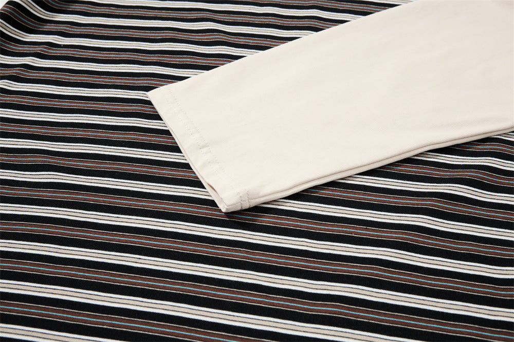Layered Striped Henley with Graphic Detail T-Shirt