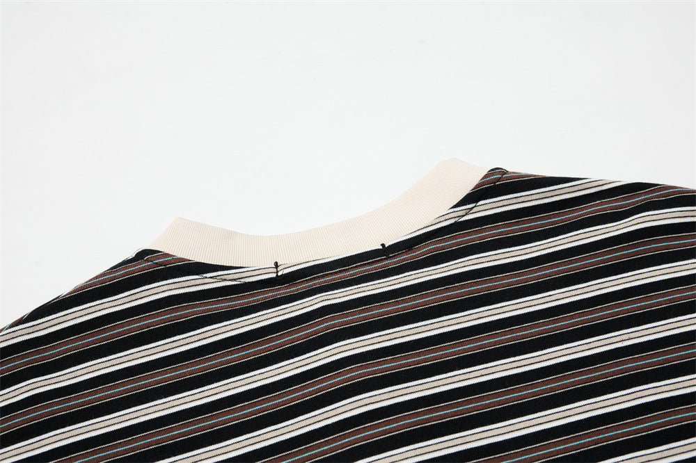 Layered Striped Henley with Graphic Detail T-Shirt