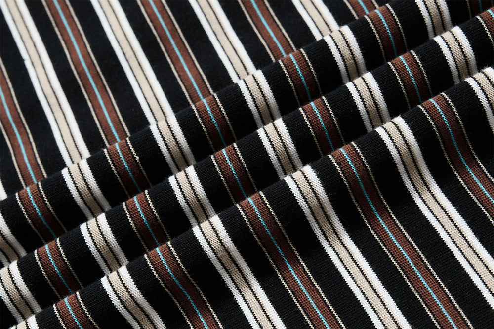 Layered Striped Henley with Graphic Detail T-Shirt