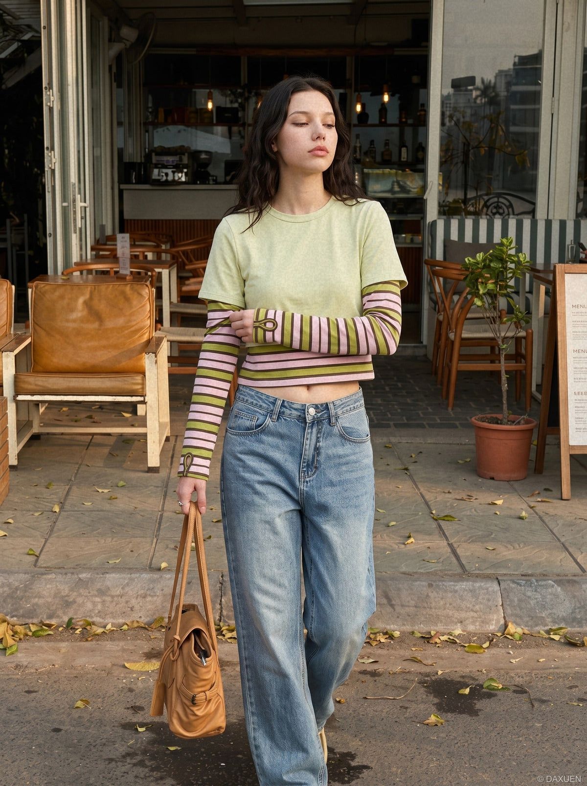 Layered Striped Long-Sleeve Top