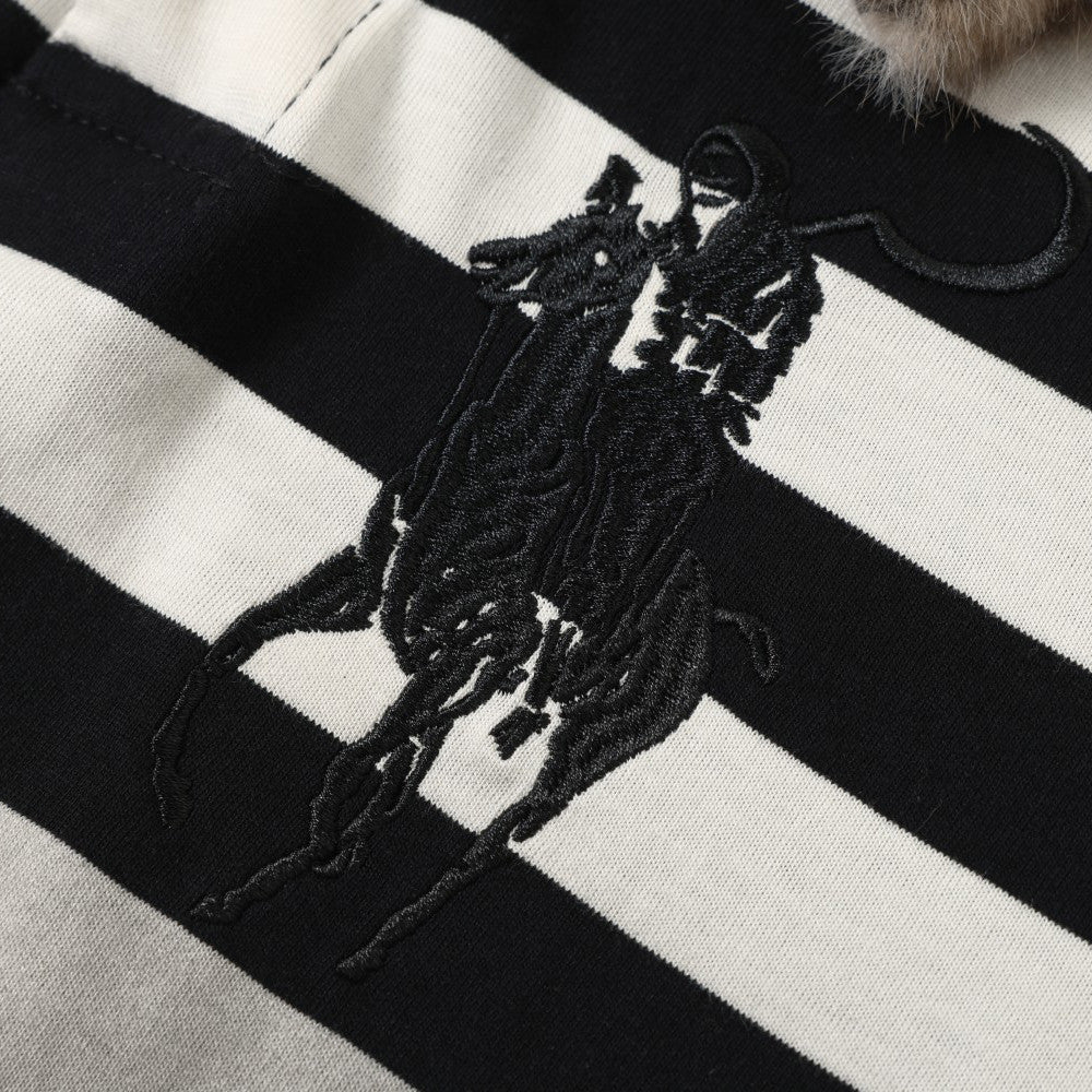Leopard Print Collar Long-Sleeve Polo Shirt
