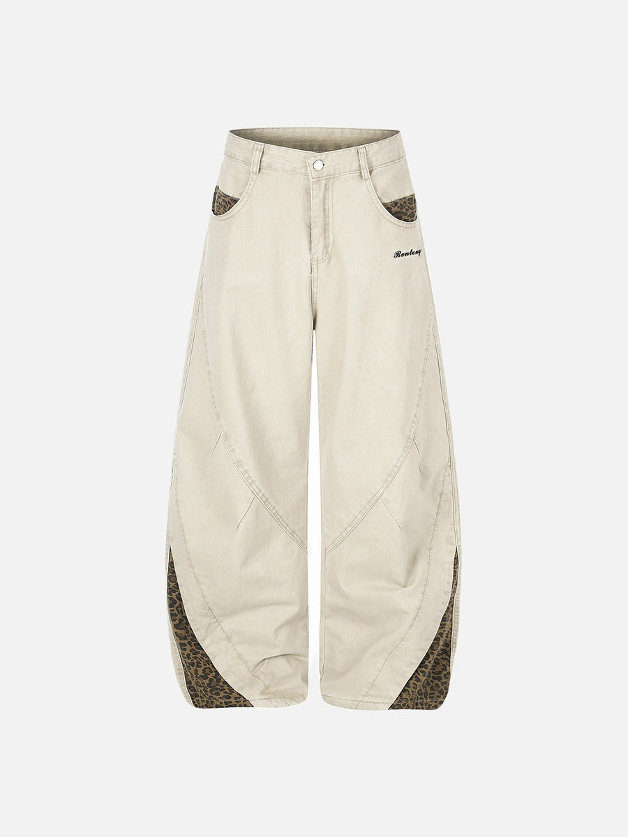 DAXUEN dark grey leopard print wide-leg balloon pants