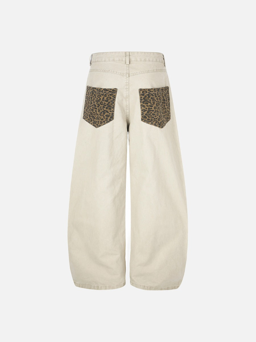 DAXUEN dark grey leopard print wide-leg balloon pants