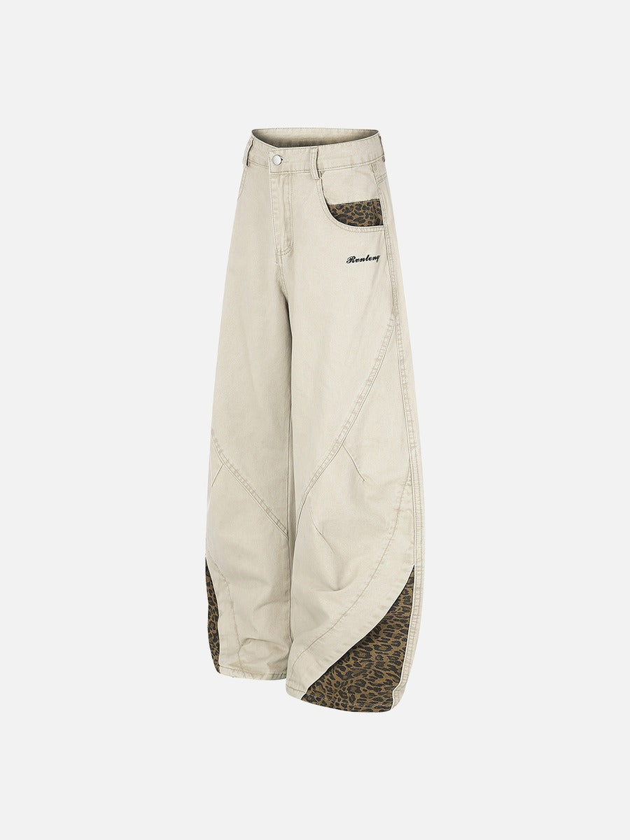 DAXUEN dark grey leopard print wide-leg balloon pants