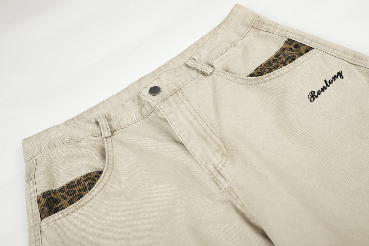 DAXUEN dark grey leopard print wide-leg balloon pants