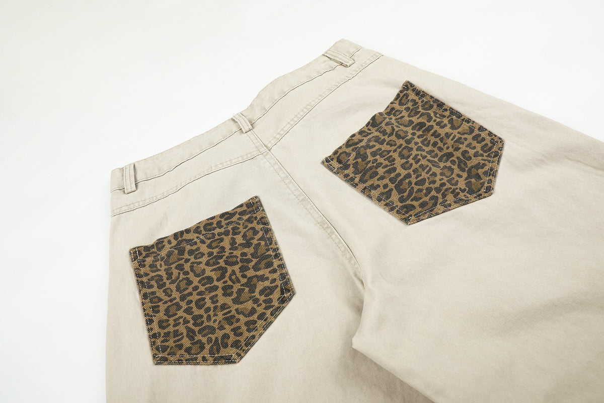DAXUEN dark grey leopard print wide-leg balloon pants